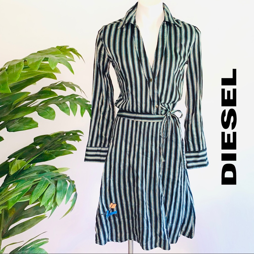 d i e s e l :: Pinstripe Wrap Cotton Dress